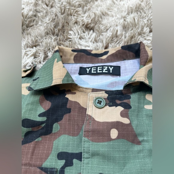 Yeezy Season 1 Kanye West Size S Saint Pablo Camo Army Button Up Canvas Jacket - Picture 2 of 8